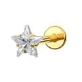 Toposh Helix Piercing Jewelry Star Shaped G23 Solid Titanium Flat Back CZ Helix Cartilage Tragus Earrings for Women Men