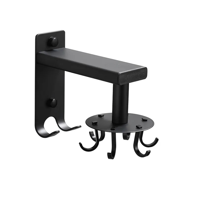 Wall Mounted Utensil Hangers Racks Hooks Space Aluminum 360 Degree Rotating Hanging Hook