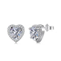 Dylam Luxury Minimalist High Quality Trendy Silver Heart Zircon Earrings Love Wedding Jewelry Cz Heart Sterling Silver Earrings