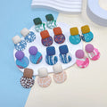 Cute Hanging Earrings Geometric Round Polymer Clay Dangle Earrings for Women Korean Fashion Jewelry