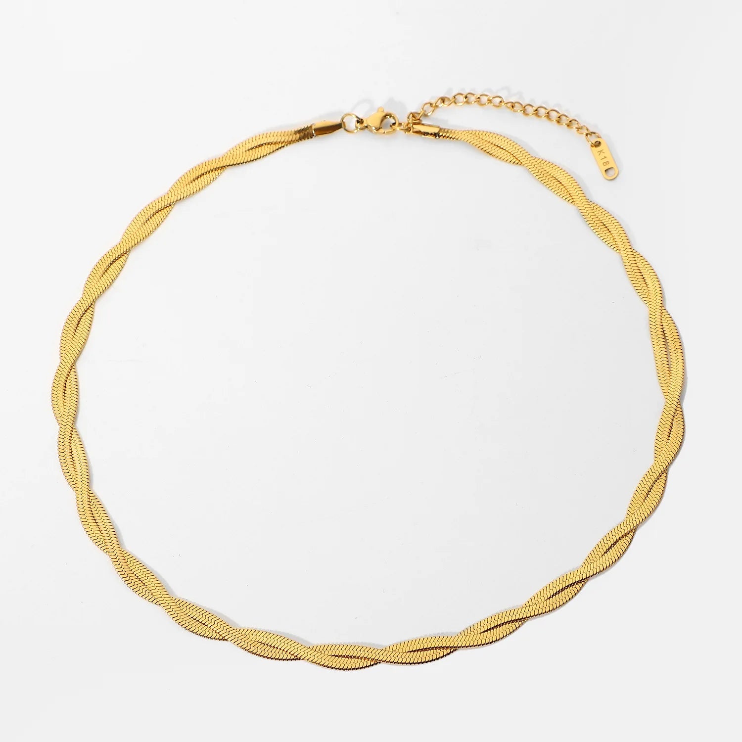 Vintage 18K Gold Plated Stainless Steel Herringbone Necklace Double Layer Flat Snake Chain Necklace For Women Girls