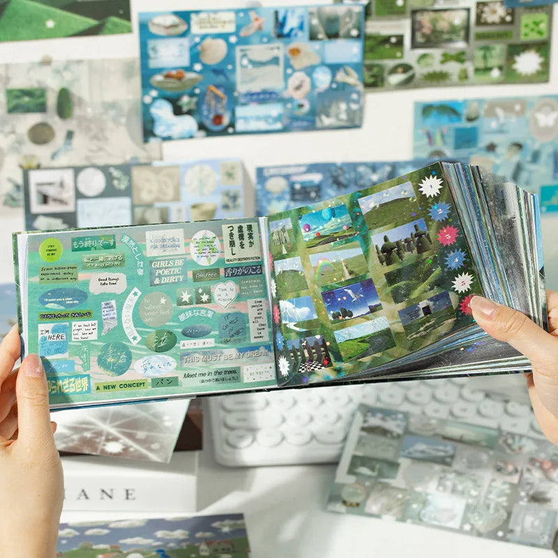 72pcs/pack Sticker Book Shallow Dreamland Series Old Morning Style Elements Handbook Valley Beauty DIY Goo Card Collage