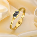 Luxury Stainless Steel Roman Numeral Bangle Cuff Bracelet 18k Gold Plated Strap Bangle for Women Daily Wear Jewelry Gifts