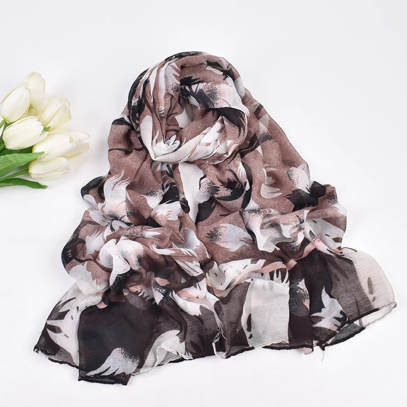 Autumn/Winter New Temperament Flower Light and Thin Breathable Long Scarf High Quality Balinese Printed Women's Shawl Scarf