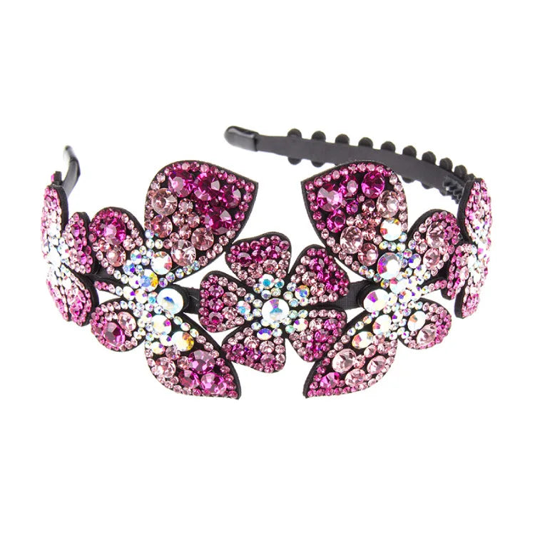 Women's Retro Butterfly Flower Hairband & Hairpin with Luxury Czech Crystal Non-slip Border 7 Colors Party Gift Hair Accessories