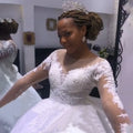 2023 New African Mermaid Trailing Wedding Dress Long Sleeve Vintage Lace Wedding Dress V-neck Embroidery Bridal Dress