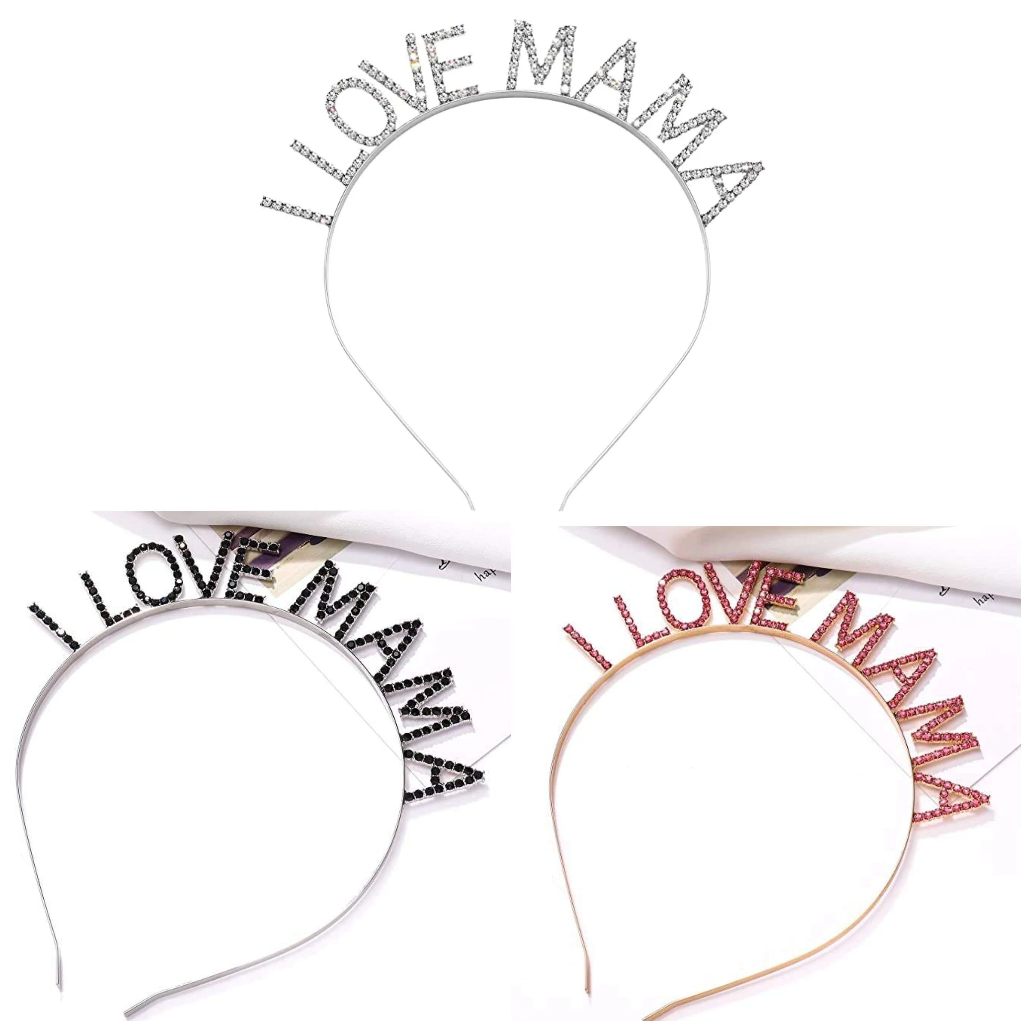 New Style Mother's Day Hair Tiara I Love MAMA Letter Diamond Headdress Birthday Headbands for Mother