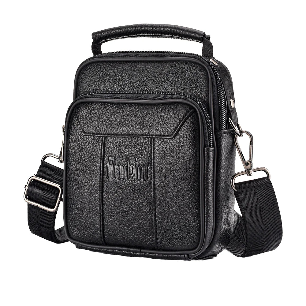 Large Capacity Men's Genuine Leather Messenger Shoulder Bag Travel Sacoche Homme