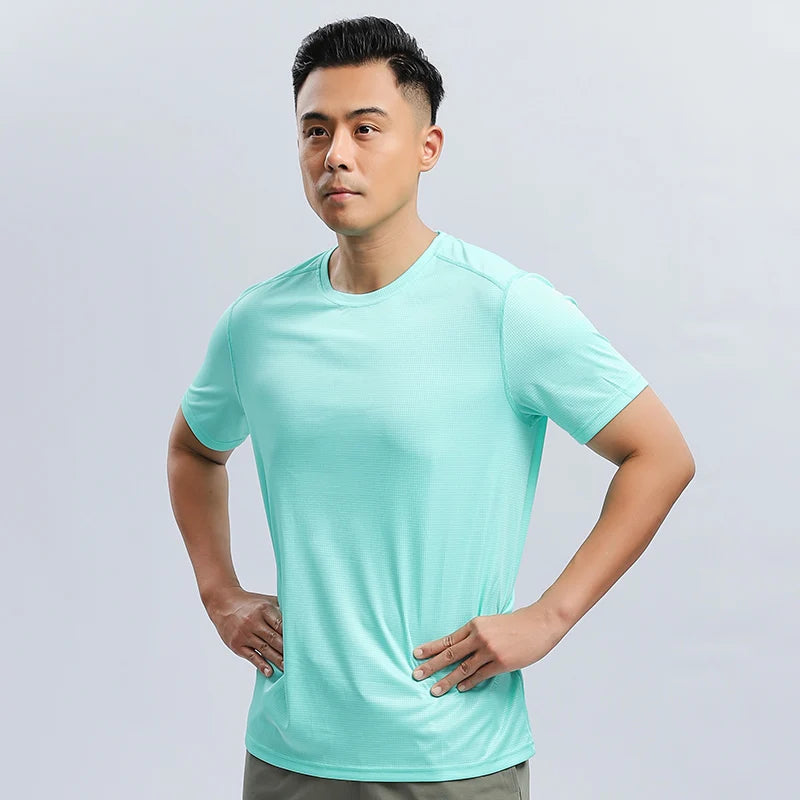 Men Running Dry Fit T-Shirt Athletic Outdoor Short Sleeve Comfortable Sports Top