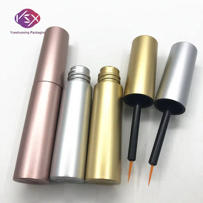 Yueshunxing Hot Sale 8ml Round Empty Liquid Matte Gold Eyeliner Tube Silver Empty Eyeliner Container