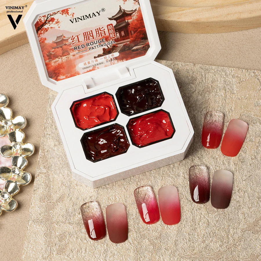 Vinimay Red Rouge Ombre Gel Polish Pallets Private Label Nail Art Gel Paint Palette Pat Painting Gel Pallet for Nail Art Design