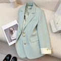 New Fashion Office Lady Coat Long Sleeve Buttons Pockets Plus Size Top Spring Autumn Women Blazer Coat