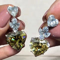 Huitan Romantic Heart White Olive Green Crystal Pure Drop Earrings Silver Sweet Lovely Earrings for Women