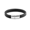 Custom Double Layer Genuine Leather Bracelet Stainless Steel Braided Fashion Bangle with Personalized Logo