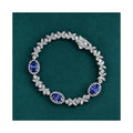 Popular Design 925 Sterling Silver Jewelry Blue Sapphire Zirconia Tennis Bracelet for Women Pulsera De Tenis Armband