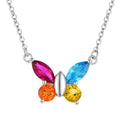 Personalized Four Birthstones 925 Sterling Silver Women's Butterfly Pendant Necklace Rhodium Plated Zircon Main for Parties