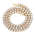 Hip Hop Trendy 5mm Zirconia Single Row Tennis Chain Necklace Classic Style Brass with Strand Type Perfect Gift Jewelry