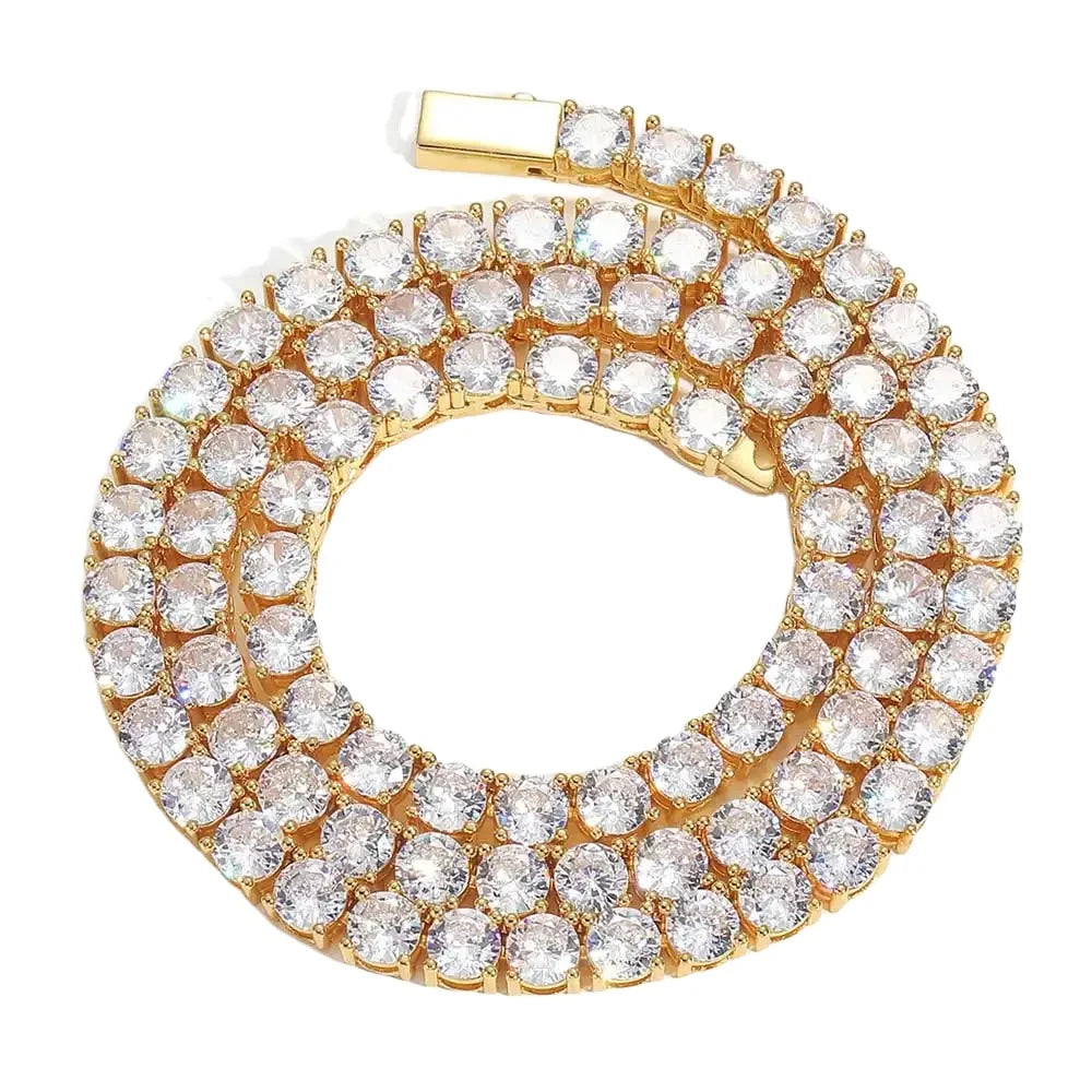 Hip Hop Trendy 5mm Zirconia Single Row Tennis Chain Necklace Classic Style Brass with Strand Type Perfect Gift Jewelry