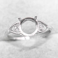 Sterling Silver 8*8mm Semi Mount Ring Empty Frame Blank Support Claw Setting S925 Base Holder Without Center Stone for DIY Inlay