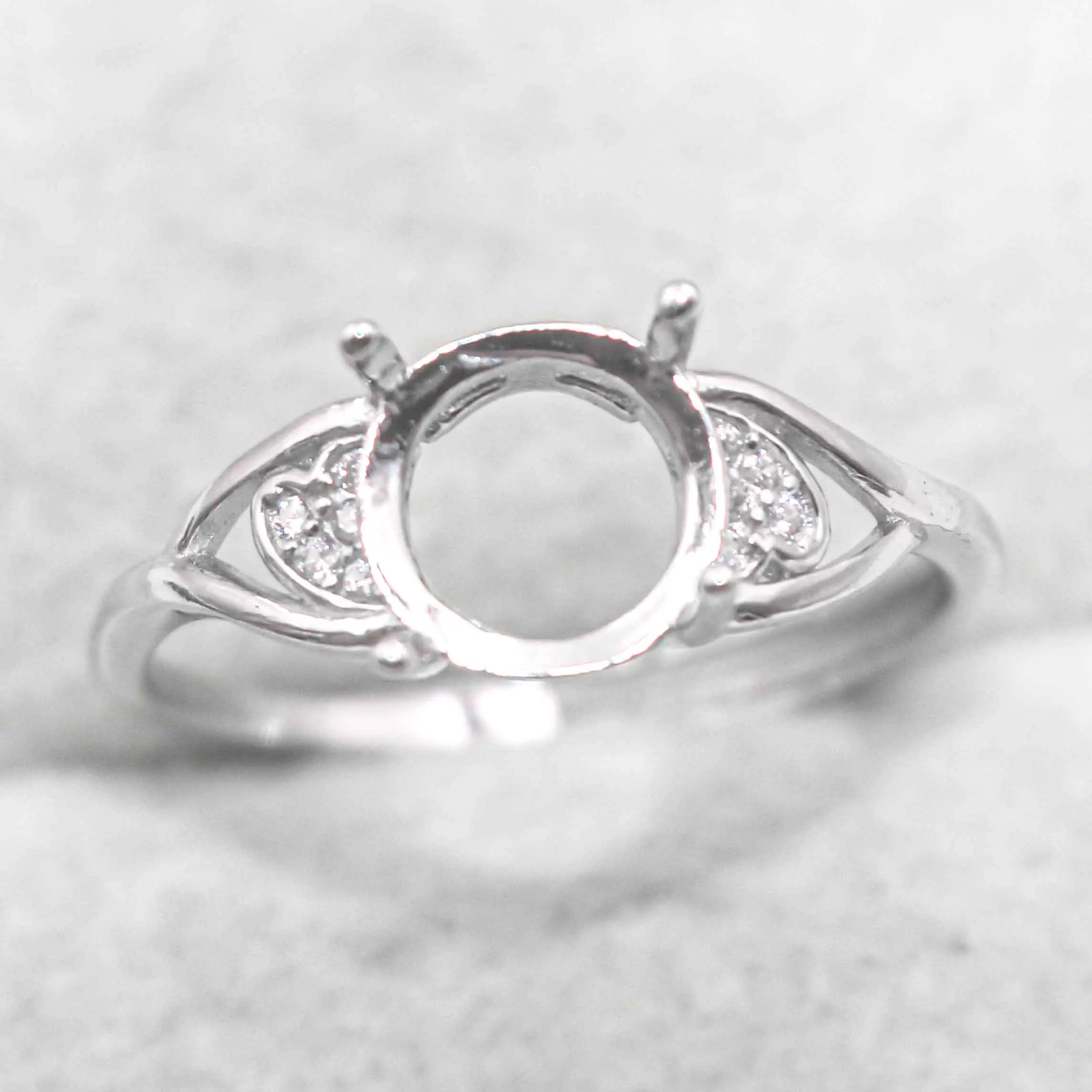 Sterling Silver 8*8mm Semi Mount Ring Empty Frame Blank Support Claw Setting S925 Base Holder Without Center Stone for DIY Inlay