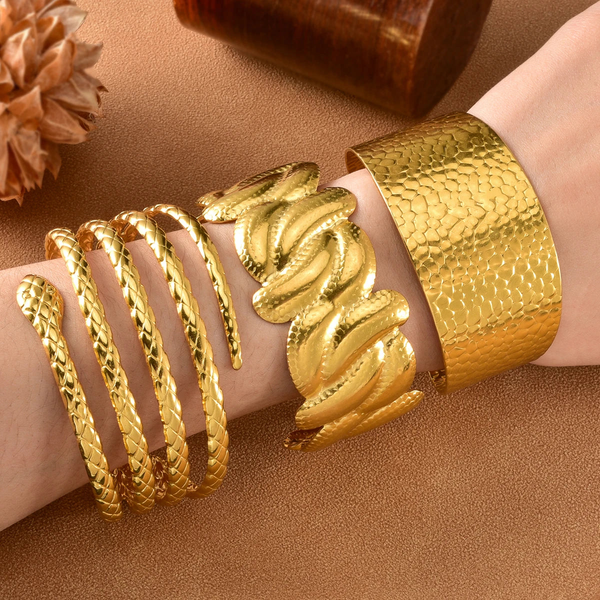 Global Fashion Aficionados 18K Gold Plated Stainless Steel Bangles Mix Luxury and Style Perfectly