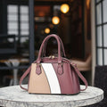 New Elegant Lady with Zipper Geometric Pattern Two Handles for Business or Travel Soft Polyester Lining Handbag