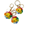 Crochet Flower Keychain Flower Handmade Weave Sunflower Key Chains Cute Car Keyring Bag Pendant Sweet Smiling Sunflower Keychain