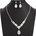 Bride Silver Bridal Necklace Earrings Set Crystal Wedding Jewelry Set Rhinestone Choker Necklace for Women and Girls