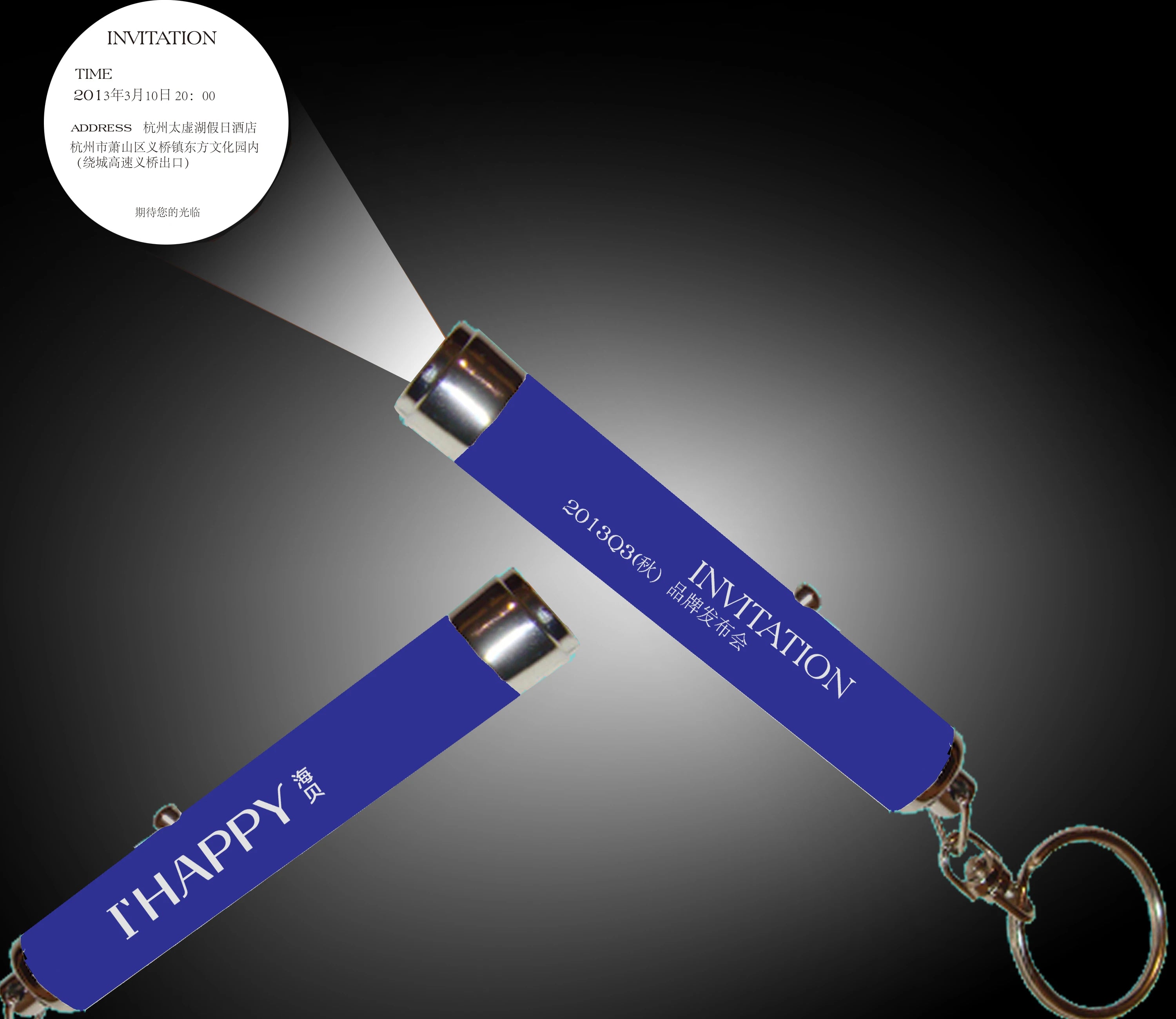 Custom Logo Flashlight Projector Metal Keychain Wholesale Promotional Business Gift