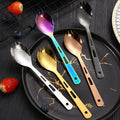304 Creative  Stainless Steel Dual-use Fork Spoon Integrated Fruit Salad Spoon