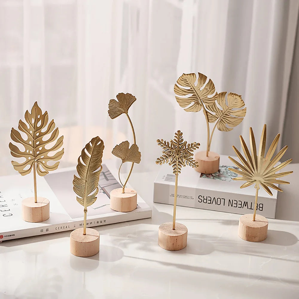 Creative Metal Crafts Leaf-Shaped Ornaments Home Decoration Luxury Nordic Home Decor for Office Desktop Office Living Room MegaBDM