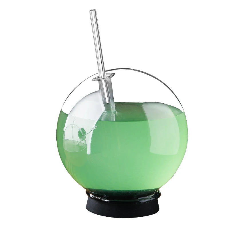 Wholesale Creative Spherical Ball Cocktail Glass Creative Drinking Cup With Sippy Smoked Molecular Cocktail Whiskey