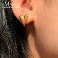 EManco Stainless Steel Heart Stud Piercing Earrings Hip Hop Style Minimalist Korean for Women's Jewelry