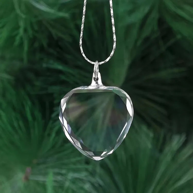 Wholesale Blank K9 Clear Heart Crystal LED Eco-Friendly Keychain Necklace Custom Logo Crystal Heart Rose Design for Wedding
