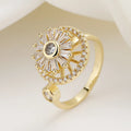 Exquisite Trendy Crystal Zircon Rotatable Open Ring Crystal Anxiety Relief Spinning Ring for Women Girls Jewelry Wholesale