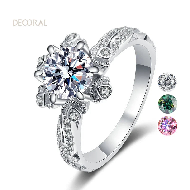 D Color Exquisite 1CT Diamond Moissanite 925 Sterling Silver Gemstone Wedding Ring a Stylish Jewelry Piece