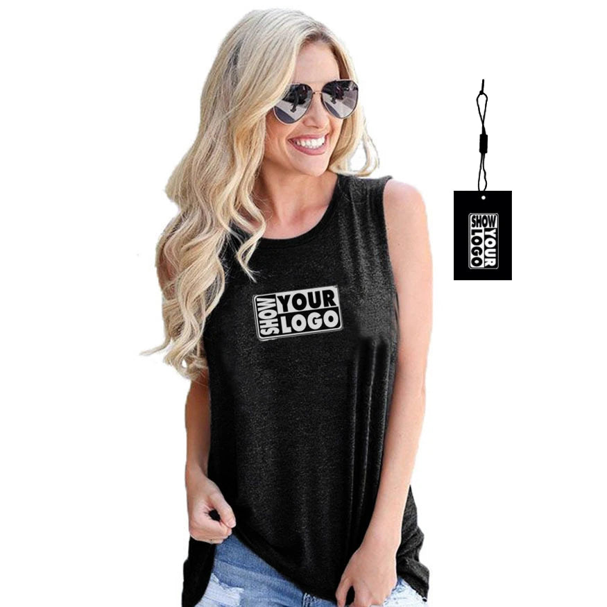Custom Women's Summer Tank Top Quick Dry Knitted Vest for Casual Style Free Labels Print Hang Tags Girls' Casual Style for