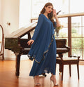 Double Layer Chiffon Sequin Irregular Dress Slimming and White Mesh Long Skirt Abaya Women Muslim Dress
