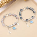 Trendy Blue Crystal Star Moon Shell Bracelets Fashion Jewelry Stone Beaded Elastic Charm Bracelets for Women for Gift