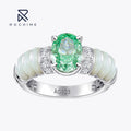 Rochime New Arrival Design Wave Shaped White Fritillaria Zircon Rings 925 Silver Oavl Cut Jewelry  Ring