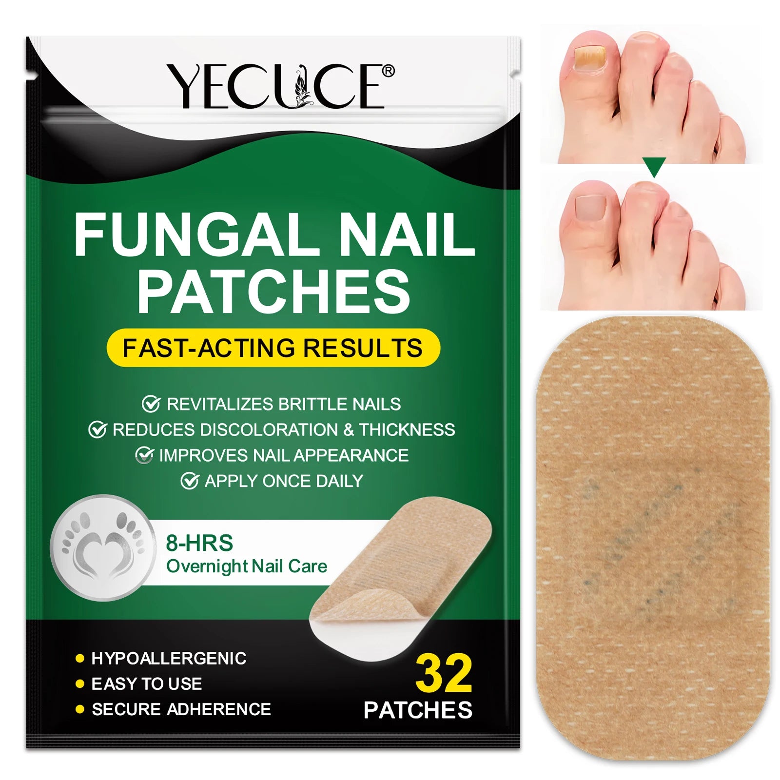 24 Pcs Extra Strength Herbal Nail Treatment Patches for Adult Foot Care Waterproof Discolored Thickened Nails Repair