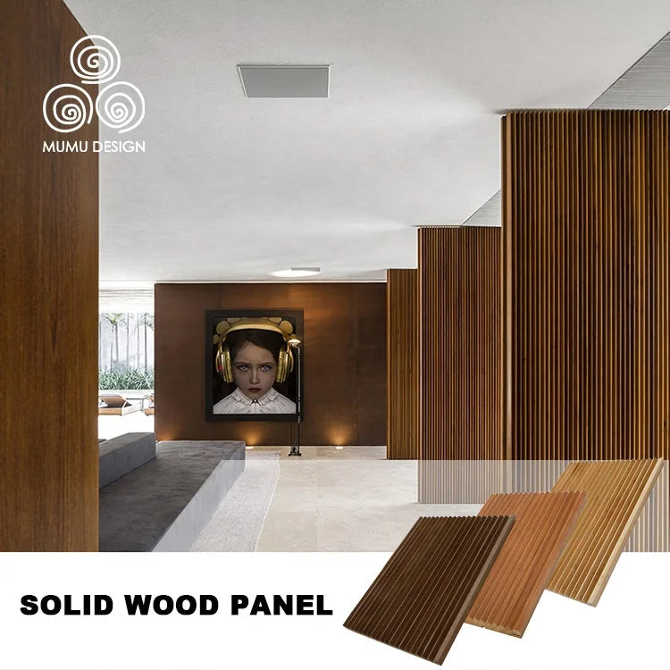 MUMU Indoor Bathroom TV Background Slat Wall Decor Sheet Eco Friendly Poplar Wall Cladding Panels