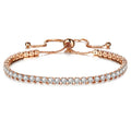 18k Gold Plated Crystal Adjustable Tennis Bracelet Women