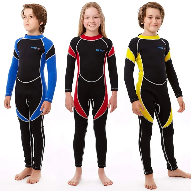 Wetsuits Scuba Diving Suit Girls Boys Swimwear Quick Dry Long Sleeve One Piece Swimsuit Neoprene Swimming Costume Kids Wetsuit