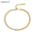 SP-LAM New Design Stainless Steel Double Layer Square Link Chain  Men Fashion Jewelry Bracelet for Women