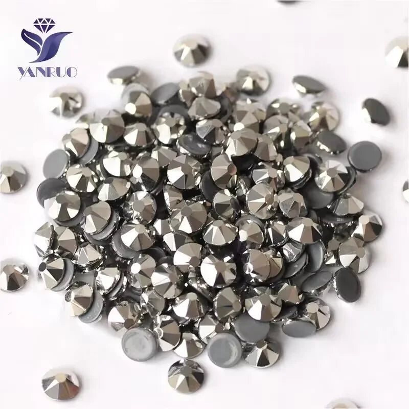 YANRUO Crystal Light Chrome Color Flat Back Hotfix Rhinestone Strass for Dresses