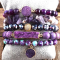 5pcs Bohemian Geometric Beaded for Bracelet Set for Women Natural Gem Mixed Crystal Cluster Pearl Quartz for Anniversaries