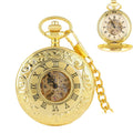 Mixed 4colors Antique Hollow Manual Retro Roman Mechanical Stainless Steel Pocket Watches