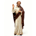 Resin Saint Statue with Raised Hand Blessing Gesture Beige-Robed Religious Figurine with Curly Hair and Beard
