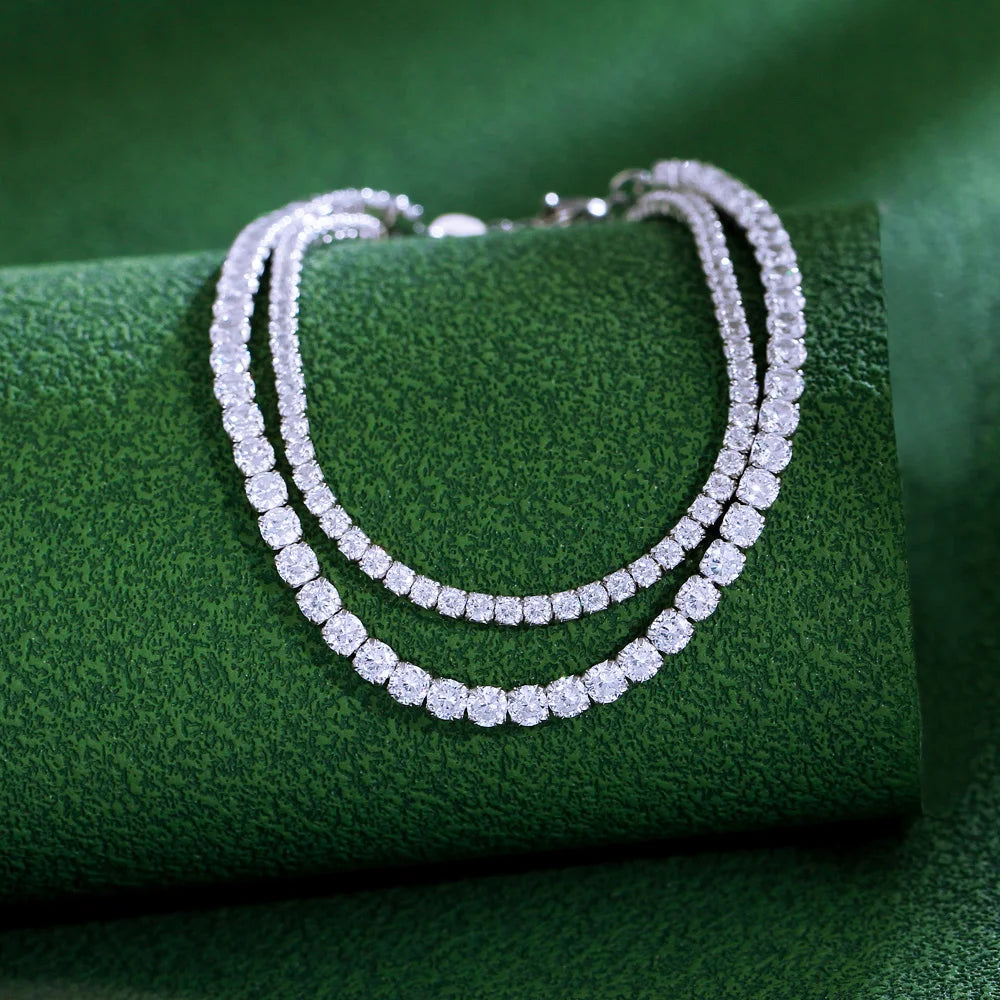 Fashion 925 Sterling Silver Chain Tennis Bracelet 3mm CZ Ladies Adjustable Sterling Silver Bracelets for Women Men